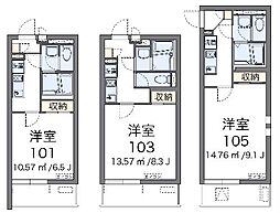 クレイノTAKAゼータ 1Kの間取図画像