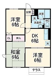 グリーンパーク松原 1階3DKの間取り