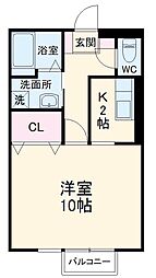 アメジストセージ 2階1Kの間取り