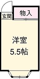 エス・テラス王子 1階ワンルームの間取り