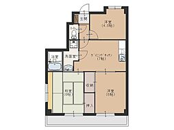 シャトーサンワ 303 3階3DKの間取り