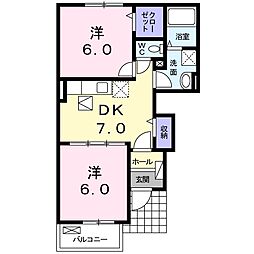 フォーシーズン2 2DKの間取図画像