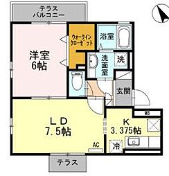 Ｃｌｏｃｈｅｔｔｅ 1階1LDKの間取り