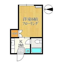 ファミーユ宮原 2階1Kの間取り