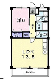 サンパティーク 1LDKの間取図画像