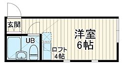 ユナイトステージ鹿島田ライフテリア 1階ワンルームの間取り