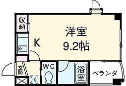 ヴィレドソレイユ 7階ワンルームの間取り