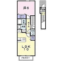 JR東海道本線 豊橋駅 バス25分 高洲町下車 徒歩3分の賃貸アパート 2階1LDKの間取り