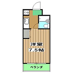 レヴァン朝日 3階1Kの間取り
