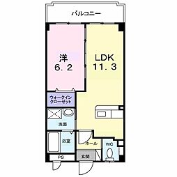 グレイス 1LDKの間取図画像
