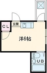 フラッツ太秦 2階1Kの間取り