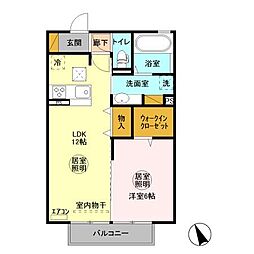 Ｄーｒｏｏｍ赤塚　B 1階1LDKの間取り