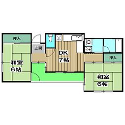 ステージ土谷 1階2DKの間取り