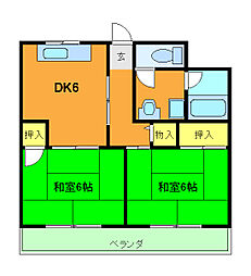 エクレール高辻 4階2DKの間取り