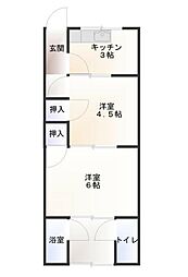 メゾンフルール 1階2Kの間取り