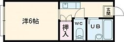 コムホート27 1階1Kの間取り