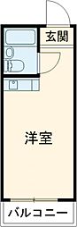 ピースフルハウスII 3階ワンルームの間取り