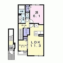 カルムハウス1 1LDKの間取図画像