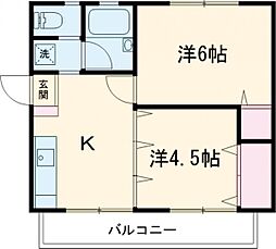 コーポイトー 2階2DKの間取り