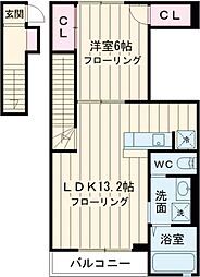 小田急小田原線 町田駅 徒歩10分の賃貸アパート 2階1LDKの間取り