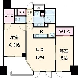 ジオエント赤羽 9階2LDKの間取り