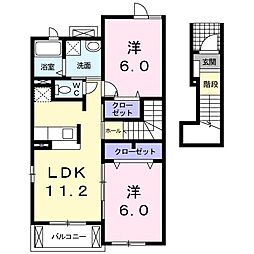 フレンドA 2LDKの間取図画像