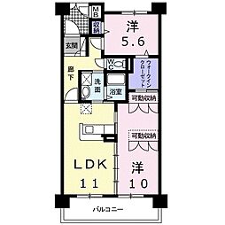 JR高崎線 高崎駅 徒歩23分の賃貸マンション 5階2LDKの間取り