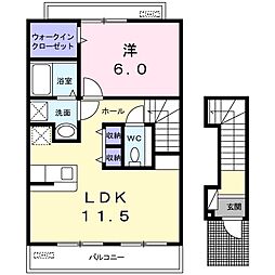 リヴ・レジーナA 1LDKの間取図画像
