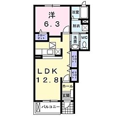 メリディオI 1階1LDKの間取り
