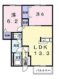 ノイ 1階2LDKの間取り