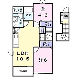 アビタシオン　キク 2階2LDKの間取り
