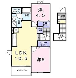サンクローレ2 2LDKの間取図画像