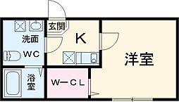 ルーチェ旭町 1階1Kの間取り