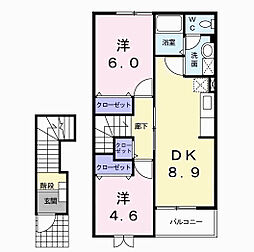 メゾンドボヌールＡ 2階2DKの間取り