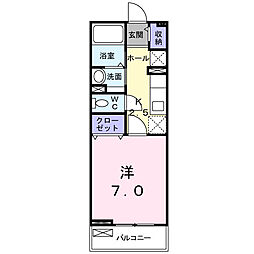 グランシャリオジュモー 1Kの間取図画像