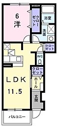 メゾンド・アヴェニールD 1LDKの間取図画像