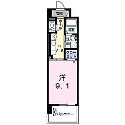 エテルノソーレ 1Kの間取図画像