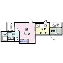 JR高崎線 高崎駅 徒歩9分の賃貸マンション 4階1DKの間取り
