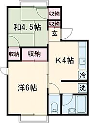 マルイシコーポ 2階2Kの間取り