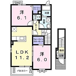 プラテリア 2LDKの間取図画像