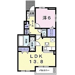 サンシティ青山B 1LDKの間取図画像