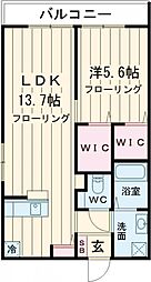 ビバグランデ桃林 3階1LDKの間取り