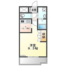 ルミエール 1階1Kの間取り