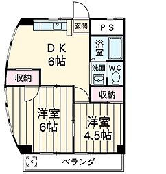 ルミナスパレス 3階2DKの間取り