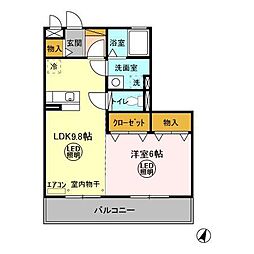 ＰＲＩＮＣＥＳＳ　I 3階1LDKの間取り