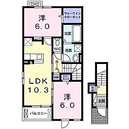 グランディールファイン 2LDKの間取図画像