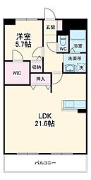 ベルドミール豊川 5階1LDKの間取り