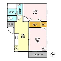 JR総武線 本八幡駅 徒歩18分の賃貸アパート 1階2LDKの間取り