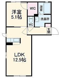 イーストフィールドＡ 1階1LDKの間取り