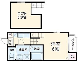ハーモニーテラス内田橋 1階1SKの間取り